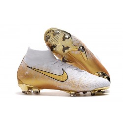 Nike Mercurial Superfly VI 360 Elite FG Chaussure Foot Blanc Or