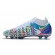 Nike Phantom GT Elite DF DF 3D FG Crampons Blanc Bleu Rose Jaune