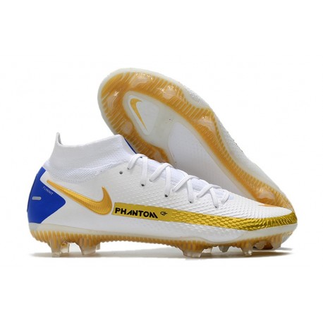 Nike Phantom GT Elite DF FG Blanc Or Bleu