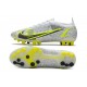 Nike Mercurial Vapor 14 Elite AG-PRO Blanc Noir Métallique Argent Volt