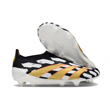 adidas Predator Elite Laceless FG Noir Blanc Or