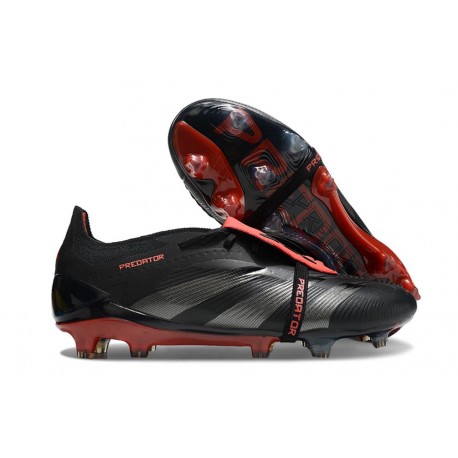 adidas Predator Elite Foldover Tongue FG Noir Gris Quatre Rouge Lucide