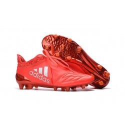 Nouvelles Crampons Adidas X 16+ Purechaos FG/AG Cuir Argent Rouge