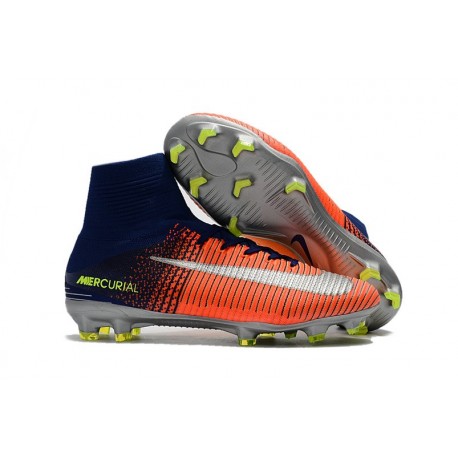 2017 Chaussures de Football Nike Mercurial Superfly V FG - Orange Jaune Argent