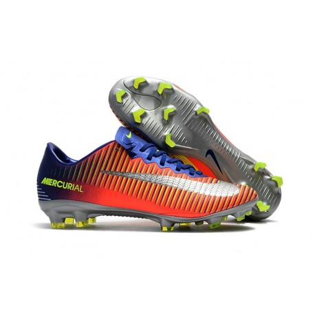 Nouveau Chaussures de Foot Nike Mercurial Vapor 11 FG Bleu Royal Chrome Carmin