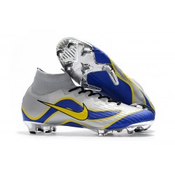 Chaussures football Nike Mercurial Superfly VI 360 Elite FG pour Hommes Argent Bleu Jaune