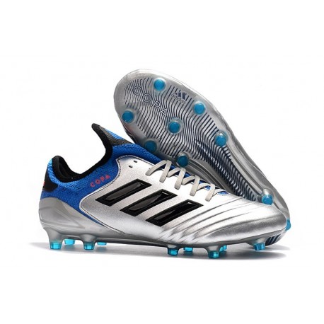 Chaussures de Football Pas Cher - Adidas Copa 18.1 FG Argent Métallique Noir Bleu